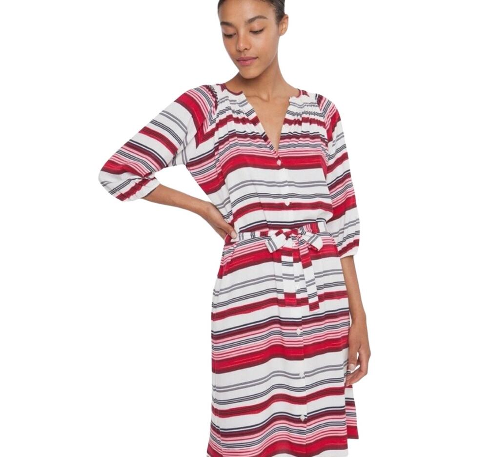 Tucker The Classic Knee Length Dress Multicolor Basket Stripe Medium